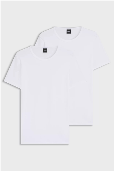 Boss Erkek Bisiklet Yaka T-Shirt Beyaz