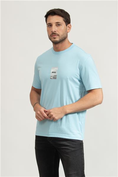 BOSS Tee Photoprint Erkek Bisiklet Yaka T-Shirt