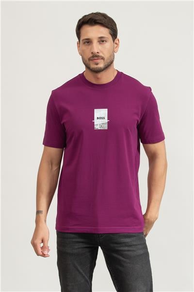 BOSS Tee Photoprint Erkek Bisiklet Yaka T-Shirt