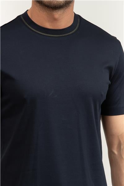 Boss Erkek Bisiklet Yaka T-Shirt Mavi