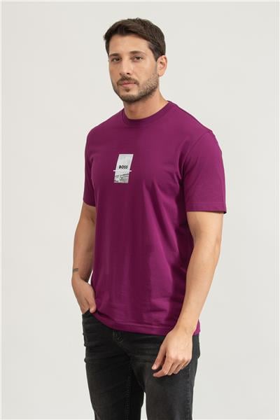 BOSS Tee Photoprint Erkek Bisiklet Yaka T-Shirt