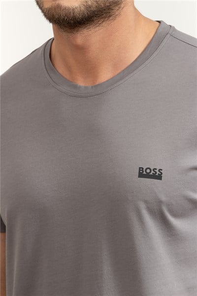 Boss Erkek Bisiklet Yaka T-Shirt Gri
