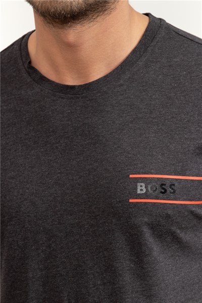 Boss Erkek Bisiklet Yaka T-Shirt Gri