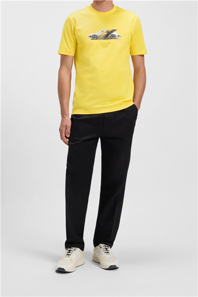Boss Erkek Bisiklet Yaka T-Shirt Sarı