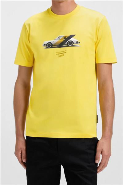 Boss Erkek Bisiklet Yaka T-Shirt Sarı