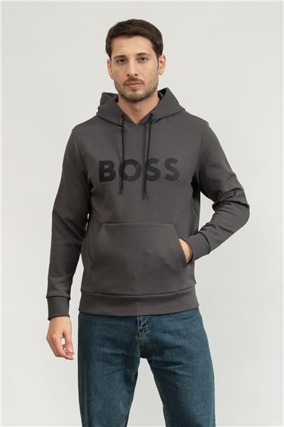 Boss Erkek Kapüşonlu Sweatshirt Gri