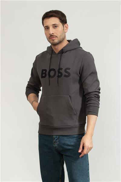 Boss Erkek Kapüşonlu Sweatshirt Gri