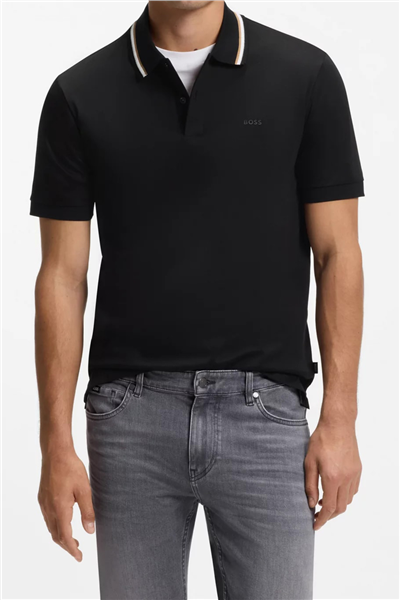 Boss Erkek Polo Yaka T-Shirt Siyah