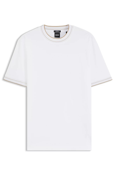 BOSS H Tessler 195 Erkek Bisiklet Yaka T-Shirt Beyaz