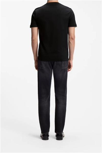 BOSS H Tessler 195 Erkek Bisiklet Yaka T-Shirt Siyah