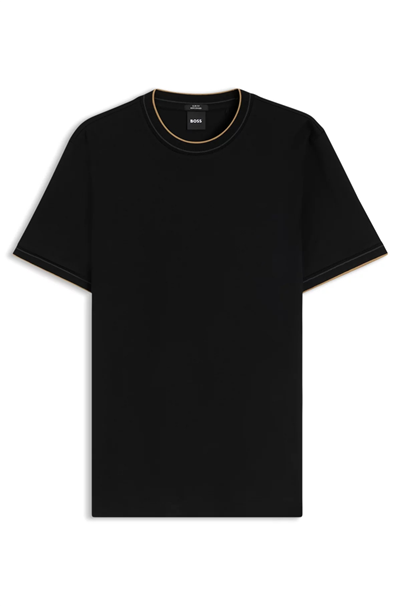 BOSS H Tessler 195 Erkek Bisiklet Yaka T-Shirt Siyah