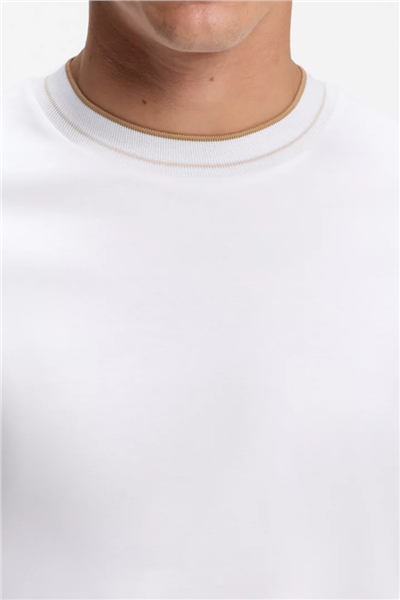 BOSS H Tessler 195 Erkek Bisiklet Yaka T-Shirt Beyaz