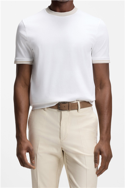 Boss H Tessler 238 Erkek Bisiklet Yaka T-Shirt Beyaz