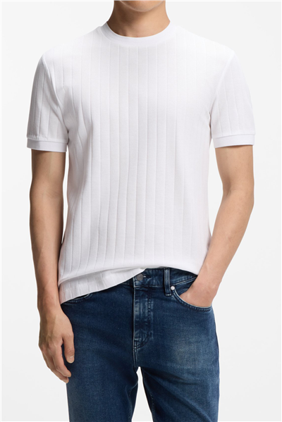 Boss H Thompson 236 Erkek Bisiklet Yaka T-Shirt Beyaz