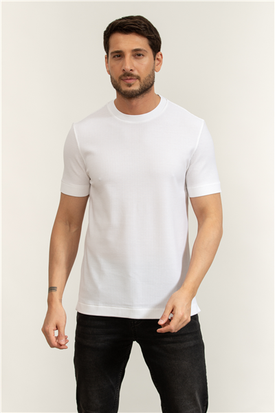Boss H Thompson 237 Erkek Bisiklet Yaka T-Shirt Beyaz