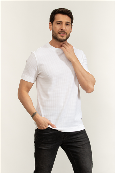 Boss H Thompson 237 Erkek Bisiklet Yaka T-Shirt Beyaz