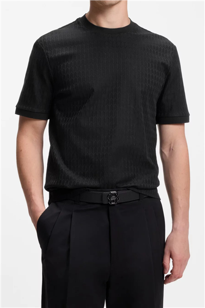 BOSS H Thompson 321 Erkek Bisiklet Yaka T-Shirt Siyah