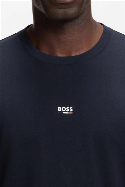 Boss Iconic T Shirt Erkek Bisiklet Yaka T-Shirt Mavi