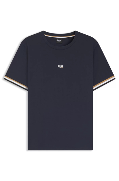 Boss Iconic T Shirt Erkek Bisiklet Yaka T-Shirt Mavi