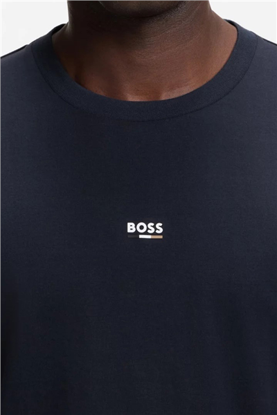 Boss Iconic T Shirt Erkek Bisiklet Yaka T-Shirt Mavi