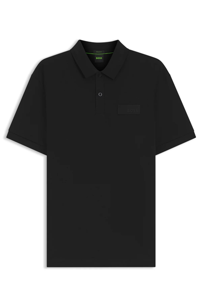 BOSS Paddy Structure Erkek Polo Yaka T-Shirt Siyah