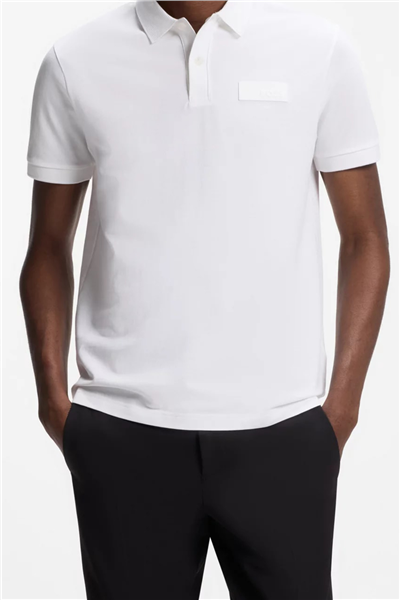 BOSS Paddy Structure Erkek Polo Yaka T-Shirt Beyaz