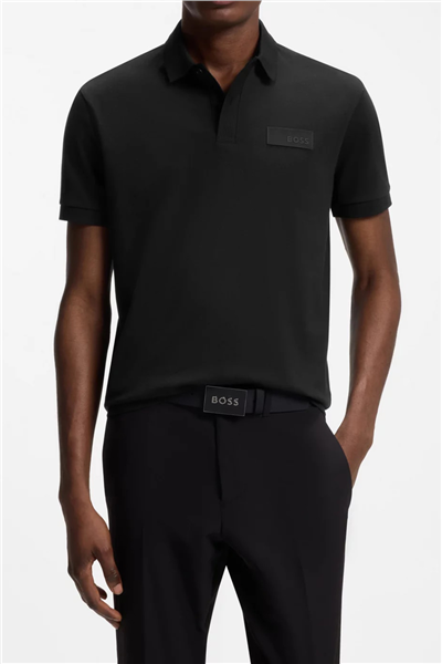 BOSS Paddy Structure Erkek Polo Yaka T-Shirt Siyah