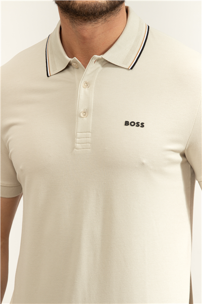 Boss Pl Goc Birdie Paule Erkek Polo Yaka T-Shirt Bej