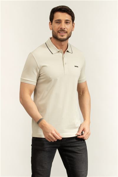 Boss Pl Goc Birdie Paule Erkek Polo Yaka T-Shirt Bej