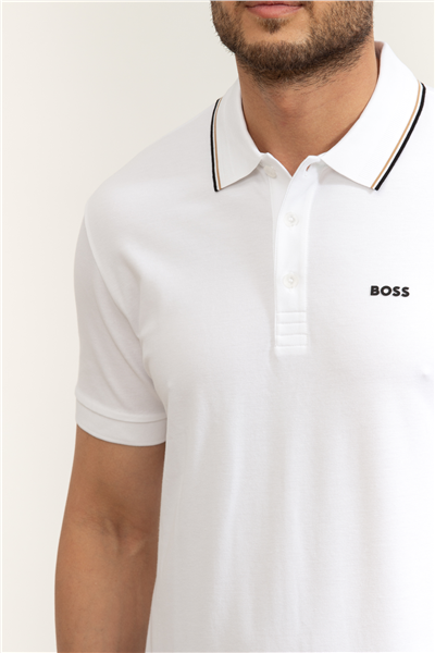 Boss Pl Goc Birdie Paule Erkek Polo Yaka T-Shirt Beyaz