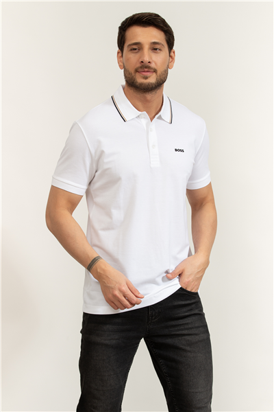 Boss Pl Goc Birdie Paule Erkek Polo Yaka T-Shirt Beyaz