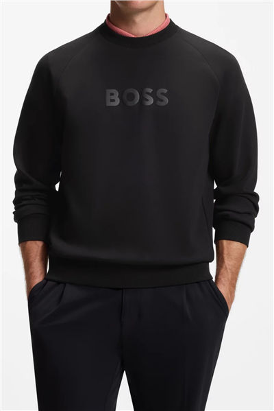 Boss Salbo Erkek Bisiklet Yaka Sweatshirt Siyah
