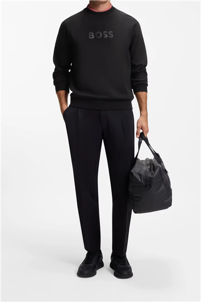 Boss Salbo Erkek Bisiklet Yaka Sweatshirt Siyah