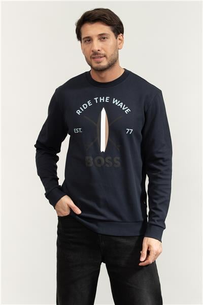 Boss Savin Ch Erkek Bisiklet Yaka Sweatshirt