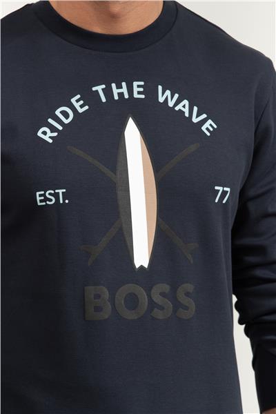 Boss Savin Ch Erkek Bisiklet Yaka Sweatshirt