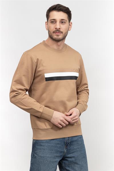 Boss Soleri Erkek Bisiklet Yaka Sweatshirt Bej
