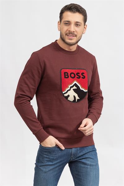 Boss Stadler Erkek Bisiklet Yaka Sweatshirt Kırmızı