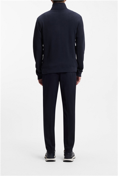BOSS Structure 1/4 Zip Erkek Fermuarlı Sweatshirt Mavi