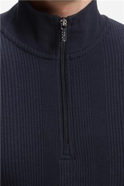 BOSS Structure 1/4 Zip Erkek Fermuarlı Sweatshirt Mavi