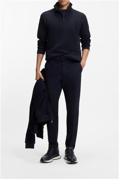 BOSS Structure 1/4 Zip Erkek Fermuarlı Sweatshirt Mavi