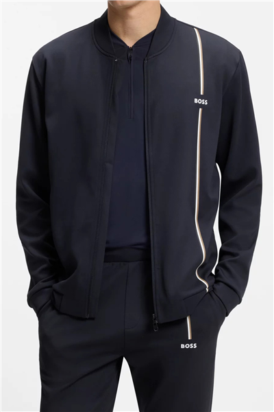 BOSS Sw Toc Game Fz Erkek Fermuarlı Sweatshirt Mavi