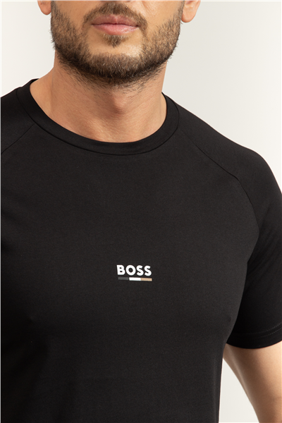 Boss T Shirt Rn Slim Fit Erkek Bisiklet Yaka T-Shirt Siyah