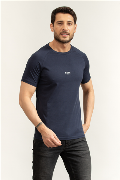 Boss T Shirt Rn Slim Fit Erkek Bisiklet Yaka T-Shirt Lacivert