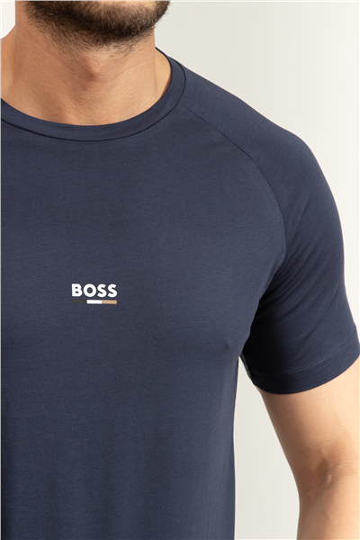 Boss T Shirt Rn Slim Fit Erkek Bisiklet Yaka T-Shirt Lacivert