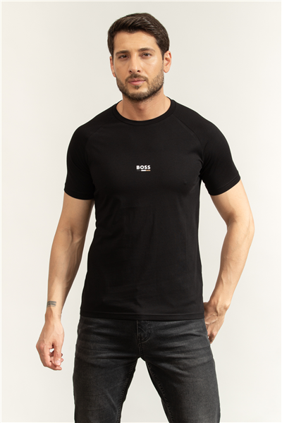 Boss T Shirt Rn Slim Fit Erkek Bisiklet Yaka T-Shirt Siyah