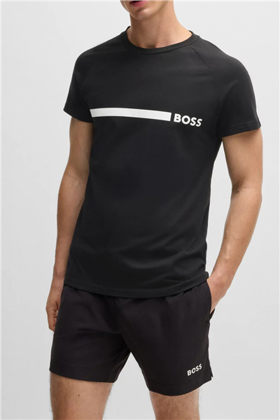 Boss T Shirt Rn Slim Fit Erkek Bisiklet Yaka T-Shirt Siyah