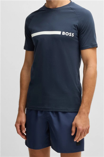 Boss T Shirt Rn Slim Fit Erkek Bisiklet Yaka T-Shirt Lacivert