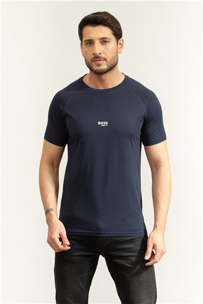 Boss T Shirt Rn Slim Fit Erkek Bisiklet Yaka T-Shirt Lacivert