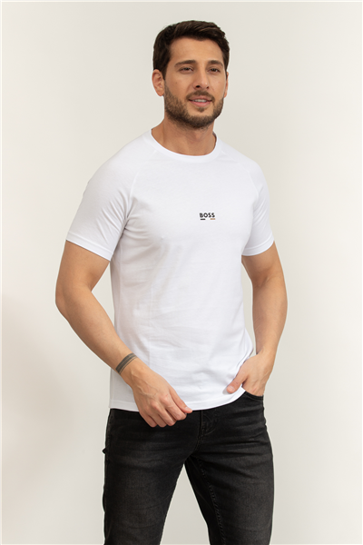 Boss T Shirt Rn Slim Fit Erkek Bisiklet Yaka T-Shirt Bej