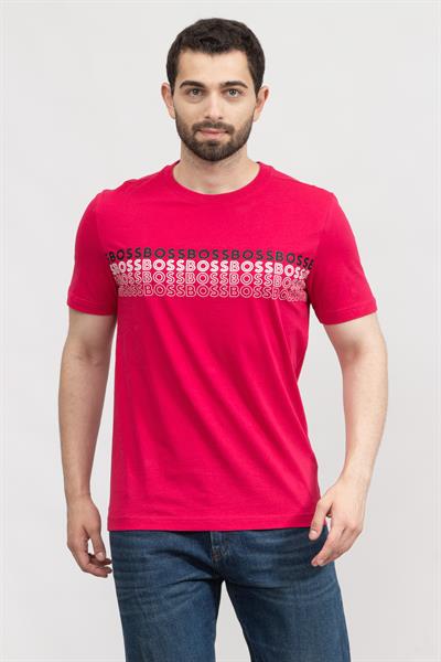 Boss Tee Erkek Bisiklet Yaka T-Shirt Pembe